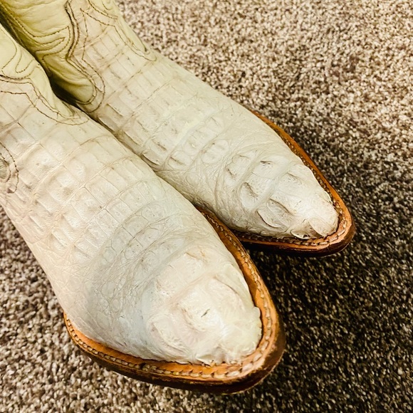 EUC Winter White Hornback Caiman/Leather Los Altos Cowgirl Boots - Picture 6 of 17